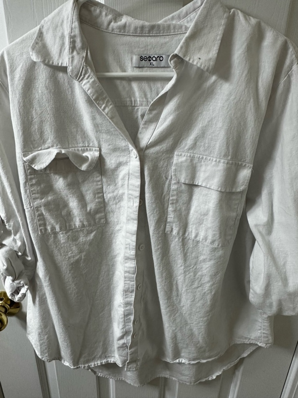 White Button-Down Pocket Shirt